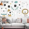 Tofok DIY Lovely Animal Bear Deer Wall Sticker Porta di casa Bambini Nursery Decalcomanie Soggiorno Divano TV Sfondo Decorazione 210310