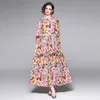 Vestido Floral de gama alta para mujer, manga larga, otoño 2021, nuevos vestidos Maxi, vestido largo elegante a la moda para mujer, vestidos de noche para graduación