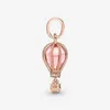 New Sparkling Pink Hot-Air Balloon Dangle Safety Chain Crown Wing Pendant Beads Fit Pandora Charms Bracelet DIY Women Original Jewelry