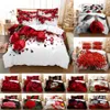 Red Rose Bedding Set Quilt Däcke Cover Comporter Pillow Case 3D HD Double Full King Queen Twin Single 3st 2st Bedroom Flower1048759