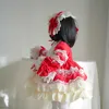 Kız İspanyol Kırmızı Elbiseler Çocuk Butik Giyim Küçük Kızlar Uzun Kollu Lolita Prenses Elbise Şapkalar Parti Ile 210615