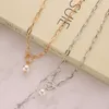 Mode main serrure perle anneau pendentif collier femmes mariage Punk grande perle bijoux en gros