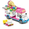 Sembo City 자동차 모델 키트 아이스크림 핫도그 여러 가지 빛깔의 음식 트럭 빌딩 블록 DIY 벽돌 친구 완구 어린이 용 작은 선물 MOC Q0624