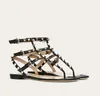 Melhores sandálias femininas de verão de verão * Sandálias populares de couro de pele de rock com tiras de praia Sandalias eu35-433701627
