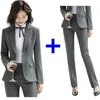 Spring Formal Pant Suits for Women Office Lady Uniform Business Work Blazer Set Professional Pantsuits Female Plus Size 4XL 210927