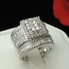 Обручальные кольца Роскошные Великолепные Женщины Ювелирные Изделия Белый Циркон Свадебная пара Для Установленных Подарки