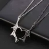 Collier de créateur bijoux de luxe aile pour femmes hommes correspondant démon Dragon amour coeur pendentif Couple famille amitié