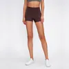 L2046 Yoga Shorts No T Trace Design Women Sports Outfit Sportswear Casual Solid Color Double-sided Nylon Outdoor Apparel Exercise Fitness Wear Pants