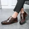 Mens New Black Brown Pointed Lace Up Gentleman Wedding Homecoming Brogue Shoes Flats Casual Loafer Dress Sapatos Tenis Masculino