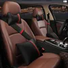 2 pièces lin/cuir PU oreillers de voiture appui-tête repose-cou coussin soutien siège accessoires Auto noir oreiller de sécurité décor universel