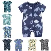 Sommar toddler pojkar kläder födda baby tjejer dinosaur zipper rompers tecknade onesies bomull kortärmad barn romer 211011