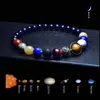 Strandki z koralikami Unikalne osiem planet Bransoletka Homme Female 6 mm 8 mm naturalny wulkaniczny skałka Braslet Lapis Lazuli Brazalete Chakra Bracle Fawn22