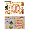 Thanksgiving Muurstickers Maple Blad DIY Glas Window Decor Turkije Pompoen Festival Creatieve Sticker Decoraties