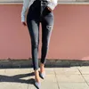 Ripped Women Denim Jeans Spring High Waist Stretched Elastic Femme Fringe Hem Denim Skinny Jeans Female Trousers All-match 210527