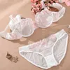 Briefs Panties Seven Exquisite Embroidery Lotus Pink Ultra-Thin Womens Sexy Transparent Lace Underwear Bra Lingerie Set L2304