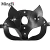 Deri Kedi Maskesi Kulaklar Gotik Seksi Yarım Yüz Maskesi BDSM Fetiş Catwomen Maske Karnavalı Cadılar Bayram