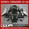 OEM Ciało dla Honda CBR 600RR 600F5 600CC 03-04 Nadwozie 71NO.54 CBR 600 RR F5 CC CBR600RR 03 04 CBR600F5 CBR-600 CBR600 RR 2003 2004 Wtryskiwanie Formy Wróżki Srebrzysta Czarny