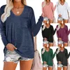 Camisetas Moda longa mangas sólidas em volta do pescoço t-shirt outono primavera camisas tops outwear roupas caseiras 8 cores CGY99