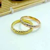 18k Soild Gold Ring For Women Girl Star Shining Band Real Rose Lucky Carved US Size 7 &8 Gift Jewelry 211217