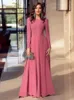 Elegant A-line Chiffon Evening Dresses Long Formal Prom Party Gowns With Full Sleeve Jewel Neck Arabic Dubai Muslim Special Occasion Maxi Dress Plus Size