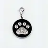 100pcs/lot Zinc Alloy Paw-design Round Blank Pet Dog Cat Identity Tags for pet collar with diamonds