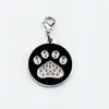 100pcs / lot zinc Alloy Paw-design runda tomma hundkattidentitetstaggar för husdjurskrage med diamanter