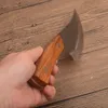 Couteau de Chef fabriqué à la main en chine, lame satinée en acier à haute teneur en carbone, manche en bois, lame fixe, couteaux droits, livraison rapide