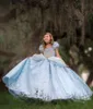 Crystals Lace 2020 Flower Girl Dresses Ball Gown Short Sleeves Little Girl Wedding Dresses Cheap Communion Pageant Dresses Gowns