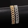 Hip Hop Bling Fashion Chains DIY Jóias Mens 12mm Golden Silver Miami Cuban Link Chain Colares Diamante Iced Out Chain Necklaces299c