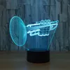 Nattljus 3D -ljus 7 Färg Byt trumpet LED -skrivbordsbordlampa Remote Touch Musikinstrument Heminredning Fixture Xmas gåvor9083784