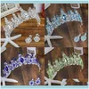 Hårsmyckesklipp Barrettes Barock Bridal Wedding Aessory Red Crown Green Tiara Blue Tiaras and Crowns Jewelry Diadema Diademe HG1