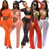 Kadınlar Tulumlar Tulumları Kadınlar İçin Pantolon Seti 2022 İki Parçası Üst Mesh See Sheer Club Pink 2 Kıyafetler Yaz