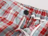 Być może U Kobiety Spodnie Plaid Pocket Elastyczny Talia Kieszonkowy Czarny Biały Czerwony Niebieski Casual Streetwear P0044 210529