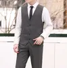 Мужские жилеты, мужская одежда, однотонный рабочий однобортный однобортный костюм с v-образным вырезом, облегающий повседневный серый костюм без железа, жилет Stra22