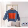 2021 automne enfants filles garçons automne hiver couleur bloc tricoté pull basique col rond élastique tricot pull Y1024