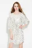 Casual Dresses Vintage 1920s Gatsby Charleston Dress Women Vestido Shiny 3/4 Sleeve Scalloped Hem Sequin Beading Straight Party Chiffon