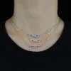 Högkvalitativ CZ asfalterad 925 Sterling Silver Smycken Geometrisk Rund CZ Dots Rektangel Bar Geometriska Halsband Q0531