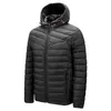 ダーファササ冬のジャケット男性パーカーカジュアルソリッドカラーフード付きコート厚い暖かい210910