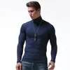 Manga comprida Camiseta Homens Turtleneck Modal Tshirt Apertado Elastic Tees Macio e Respirável 210317