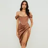 Casual Dresses High Quality Satin BodyCon Dress Women Party 2021 Ankomster Midi House of CB Celebrity Evening Clubl4Dr