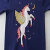 Hoppmätare Vår Höst Unicorn Applique Toddler Kids Baby Girl Sweatshirt Barnkläder för Tjejs tröjor 210529