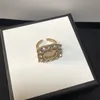 Designer Ring Letter Diamond Wrap Rings Designers Luxury Jewelry for Women Mens Rings Fashion Unisex Gold Retro Casual Rings D2110203HL