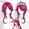 Genshin Impact Rosaria Cosplay Women 55 cm Long Rose Red Wig Anime Wigs Heat Resistant Synthetic Halloween Y0913