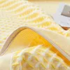 Bonenjoy 100%Cotton Thread Blanket Single Queen Size Yellow Towel Blankets Cotton Summer Bedspread King Size Knitted Blankets T200901