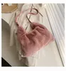 Faux Fur Bags For Women White Handbag Winter Soft Plush Pink Shoulder Bag Fashion Female Tote Bag