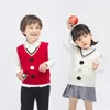 1-8 Years Baby Knitted Vest for Girl Fashion Polka Dot V-neck Sweater 2021 Autumn New Thicken Warm Kids Clothes Boys Outfits Y1024