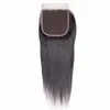 Unprocessed 100% Brazilian Virgin Human Hair 4'X4' Top Lace Closure Peruvian Malaysian Indian Silky Straight Closures 8-14inches Women