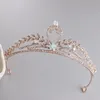 Hair Clips & Barrettes Korean Rose Gold Rhinestone Alloy Wedding Crown Bride Dress Birthday Party Artificial Pearl Accessories