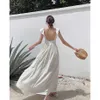 Vrouwen elegante witte jurk Boheems strand vakantie mouwloze midi feestjurken vrouwelijke dames kleding vestidos 210608