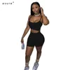 Two Piece Set Women Sexy Outfit Summer Clothing Office Tracksuit Female Crop Top Shorts Sets Sportswear 7323 210712